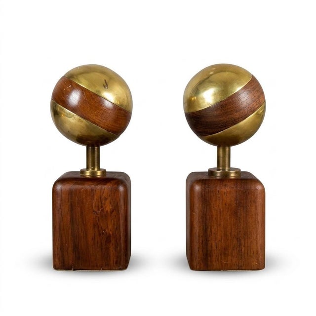Brass and Wood Sphere Sculptures from Ardisur, Spain, 1970s, Set of 2 For Sale - Image 13 of 13