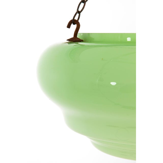 Glass Art Deco Green Ceiling Light For Sale - Image 7 of 9