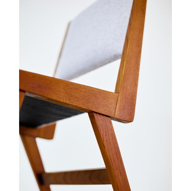 Vintage Wooden Chair with Grey Upholstery, 1970s For Sale - Image 4 of 5