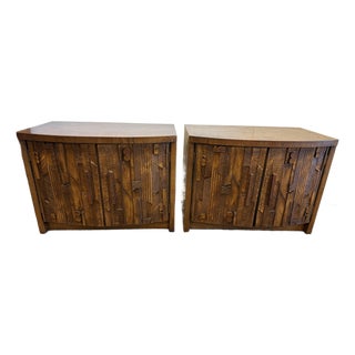 Pair of Mid Century Modern Brutalist Style Nightstands From the Pueblo Line by Lane Furniture Company, Attributed For Sale