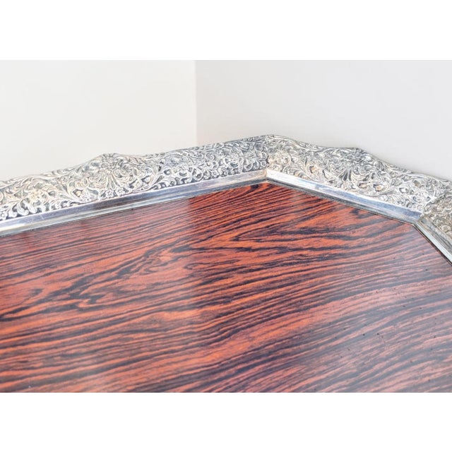 Mid-Century Modern Dutch Silver-Plated and Mahogany Serving Tray by Hooijkaas of Schoonhoven, 1950s For Sale - Image 16 of 18