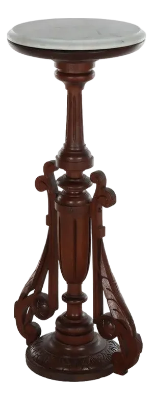 Antique Renaissance Revival Carved Walnut Marble Top Stand C1890