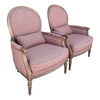 Vintage French Provincial Lounge Chairs by Ethan Allen - A Pair For Sale