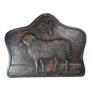 Large Vintage Hand Carved Bas Relief of Agnus Dei Altar Piece.