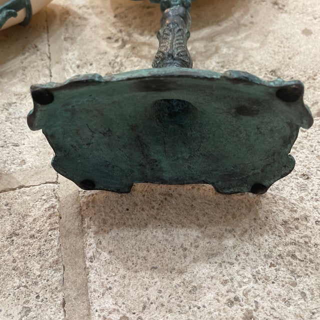 Verdigris Pair Vintage Maitland Smith Nautilus Shell For Sale - Image 8 of 11