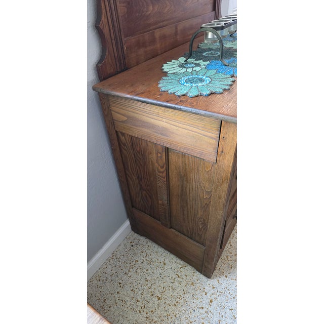 Wood Antique Oak Dresser With Tilting Mirror For Sale - Image 7 of 7