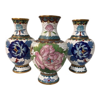 Chinese Cloisonné Vase Collection, 3 PCS For Sale