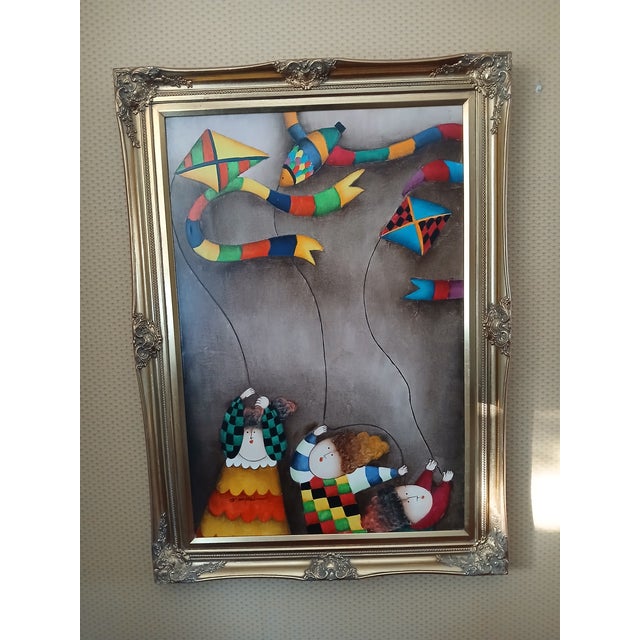 1990s 1990s J. Roybal Large Ornate Gold Framed Painting of Balloons For Sale - Image 5 of 11