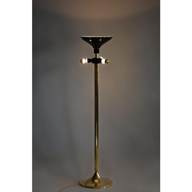 Black Mid-Century Brass Floor Lamp attributed to Kamenický Šenov, 1960s For Sale - Image 8 of 10