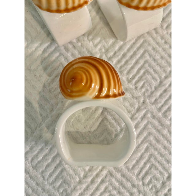 Late 20th Century Vintage Audrey Porcelain Seashell Napkins Rings - A Set of 6 For Sale - Image 5 of 7