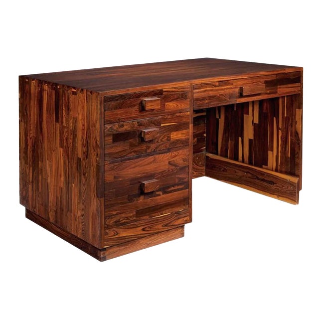 Rare Solid Mexican Cocobolo Wood Desk Don Shoemaker For Sale