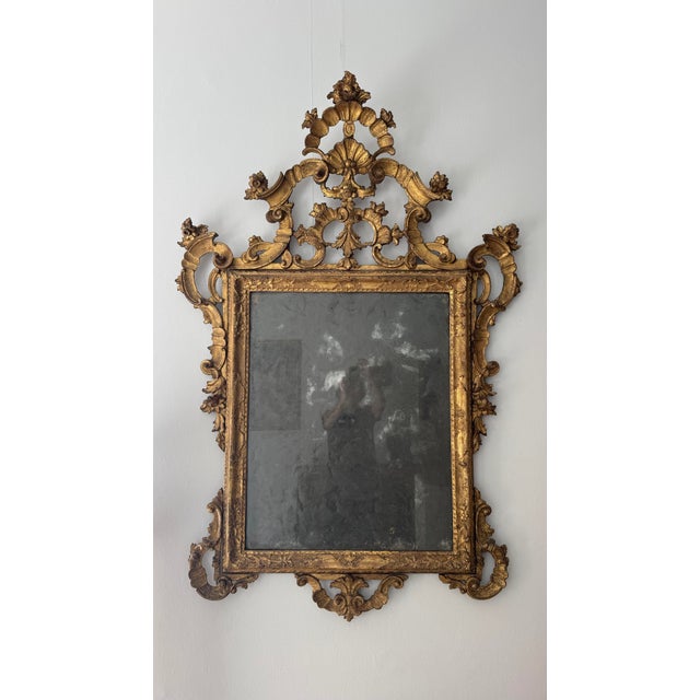 Antique Venetian Gilded Wood Mirror, 1700 For Sale - Image 13 of 14