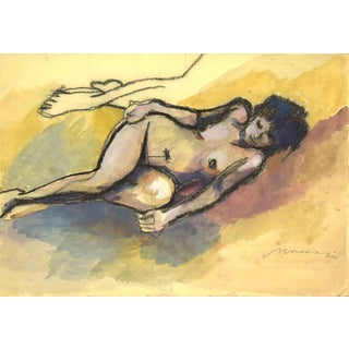 Mino Maccari, Nude Drawing, 1930s, Charcoal For Sale