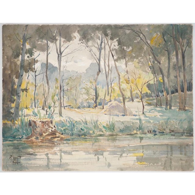 René Leverd, Trees by the Water, Watercolor For Sale - Image 7 of 7