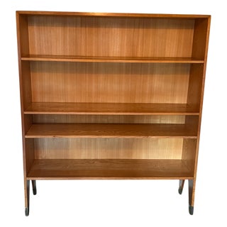 Vintage Tapered Bookcase with Brass Feet, 1950s For Sale