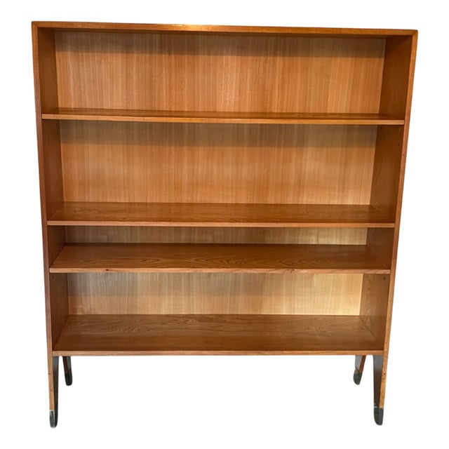 Vintage Tapered Bookcase with Brass Feet, 1950s For Sale