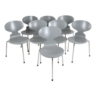 Ant 3101 Chair in Grey by Arne Jacobsen for Fritz Hansen, Denmark, 1990s, Set of 8 For Sale