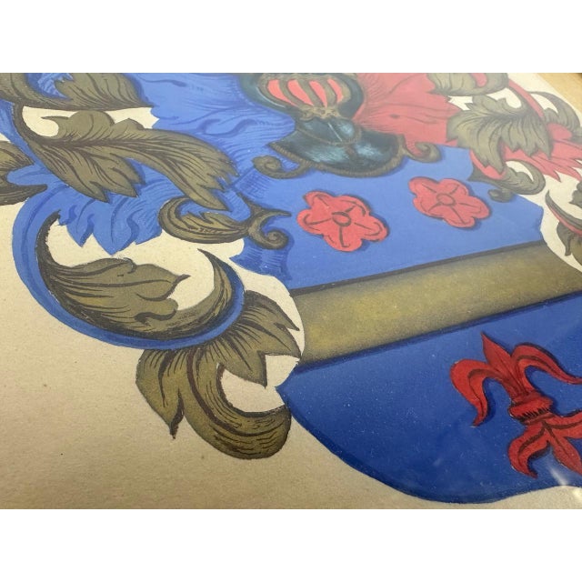 Framed French Family Marron Coat of Arms, 19th Century For Sale - Image 4 of 9