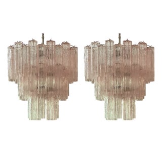 Large Pink Murano Chandeliers, Set of 2 For Sale