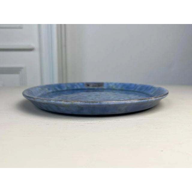 Italian Vintage Italian Studio Pottery Plate, Fabrizio Simone Blue Glaze (19.75 Cm) For Sale - Image 3 of 9