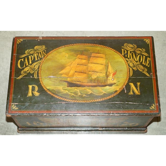 Gold Antique Steamer Trunk, 1870 For Sale - Image 8 of 18