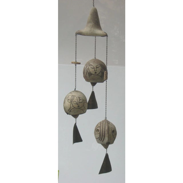 Consanti triple bell cluster from Paolo Soleri's Arizona Studio. This vintage sculpture is signed by one of the studio's...