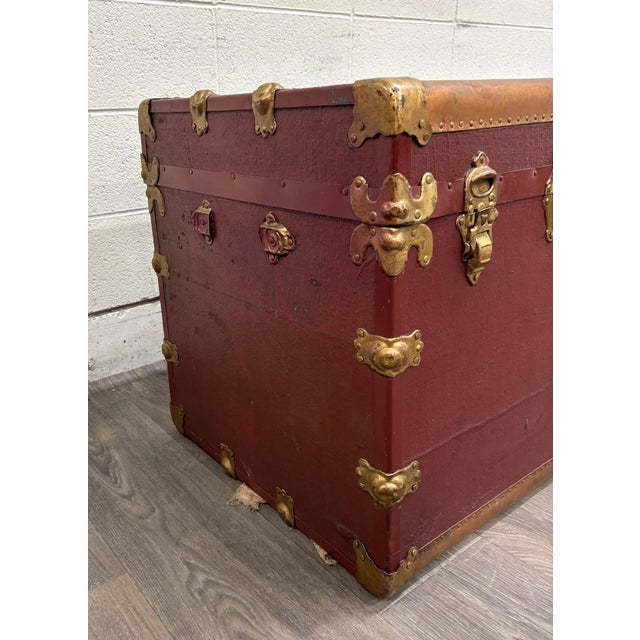 Vintage Luce Trunk Company Kansas City Flat Top Steamer Trunk For Sale In Kansas City - Image 6 of 18