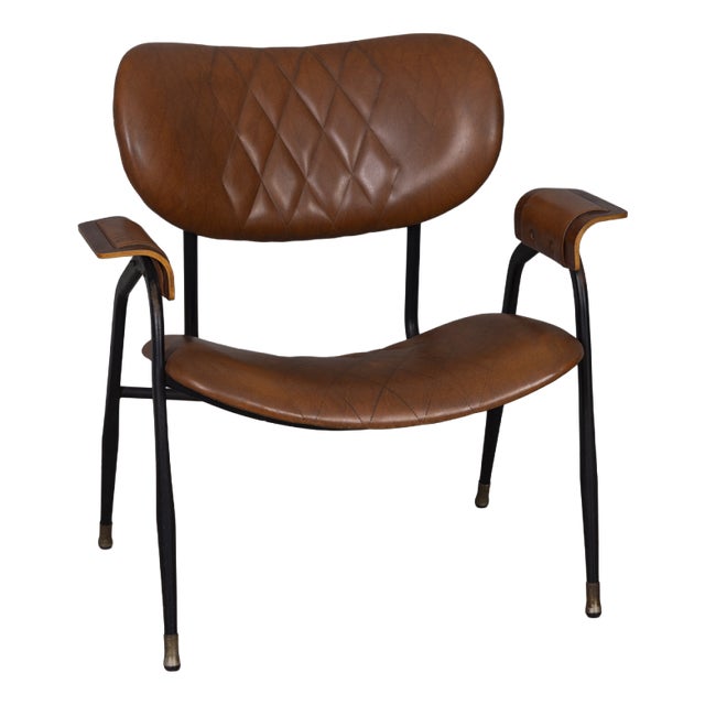 Vintage Leather Chair by Gastone Rinaldi for Rima, 1950s For Sale