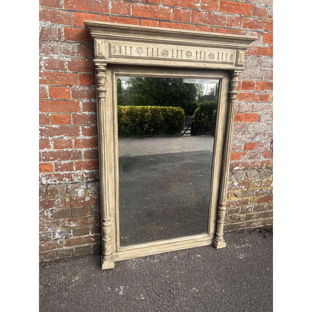 Large Antique French Carved Wood Painted Mirror For Sale - Image 6 of 7