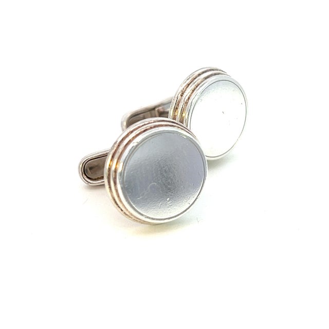 1990s Pair of Bulgari Bvlgari Estate Mens Cufflinks Sterling Silver For Sale - Image 4 of 7