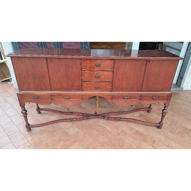 Vintage / Retro (1940s - 1960s) English Solid Mahogany Sideboard - 1950s Elegant English sideboard from the 1950s made of...