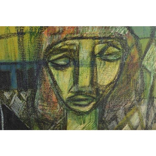 Pelle Montelius, Modern Composition with Figure and Bottle, 1958, Oil on Canvas For Sale - Image 3 of 6