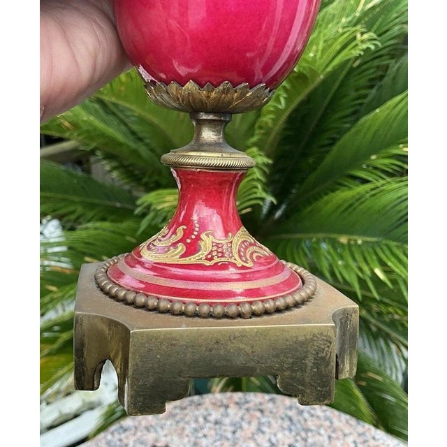 French Sèvres Porcelain and Gilt Bronze Vases, 1880, Set of 2 For Sale - Image 6 of 18