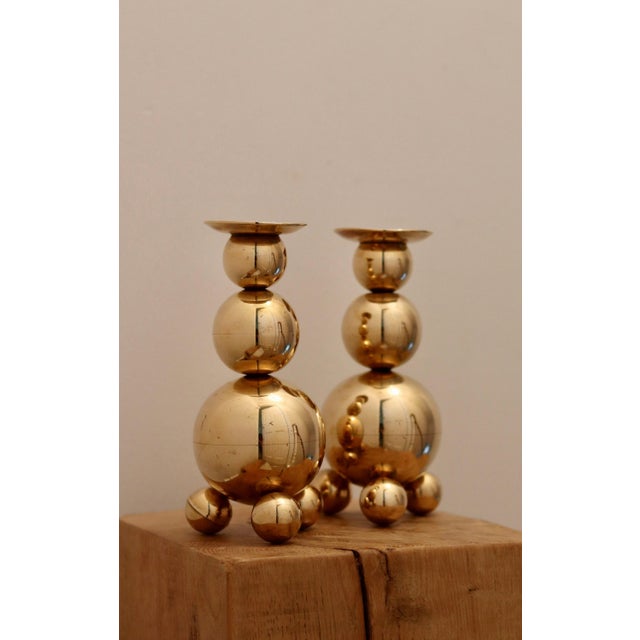 Mid-Century Modern Swedish Brass Candleholders from Gusum, 1982, Set of 2 For Sale - Image 6 of 9