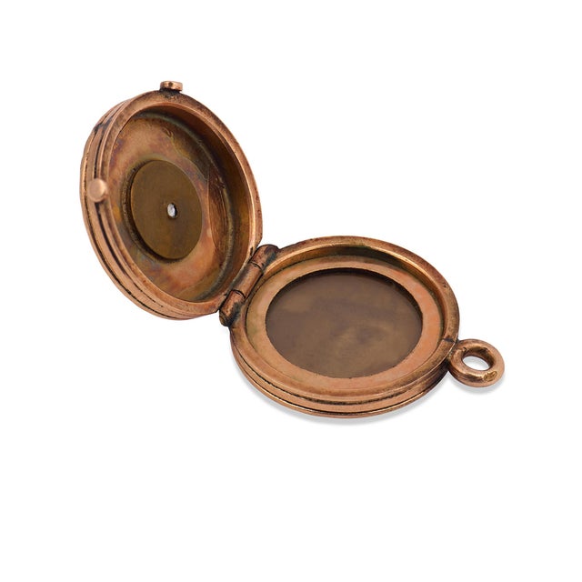 19th Century Victorian Old Mine Cut Diamond 14k Rose Gold Locket Pendant For Sale - Image 4 of 6