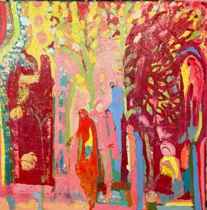 "Pink City" Large Abstract Expressionist Oil Painting by Paul Wadsworth
