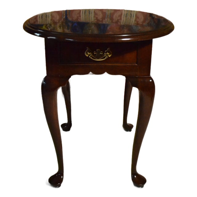 Vintage L. & j.g. Stickley Solid Cherry Oval End Table Queen Anne Cabriole Leg For Sale
