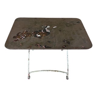 Vintage French Rectangular Metal Folding Dining Table, 1950s For Sale