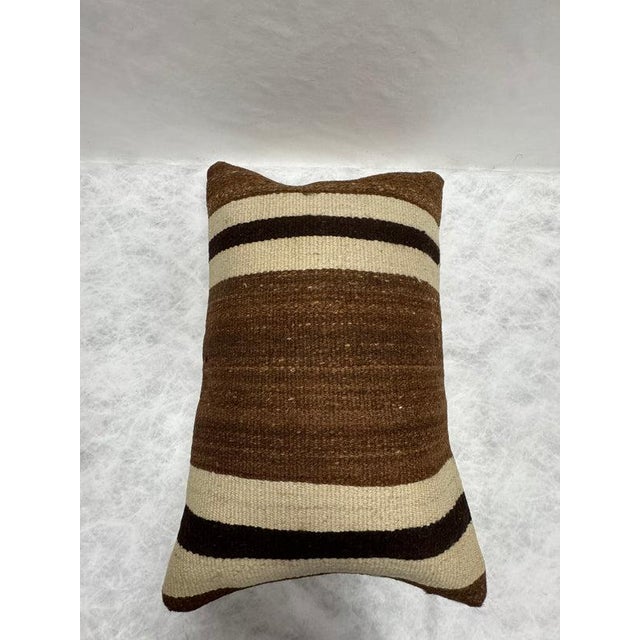 Turkish Hemp Pillow Cushion Natural Beige Brown Pillow Cushion Cover 16" x 24" For Sale - Image 4 of 4