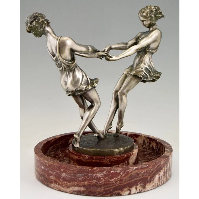 Metal Andre Gilbert, Art Deco Centerpiece with Bronze Sculpture of Dancing Girls, France, 1925 For Sale - Image 7 of 13