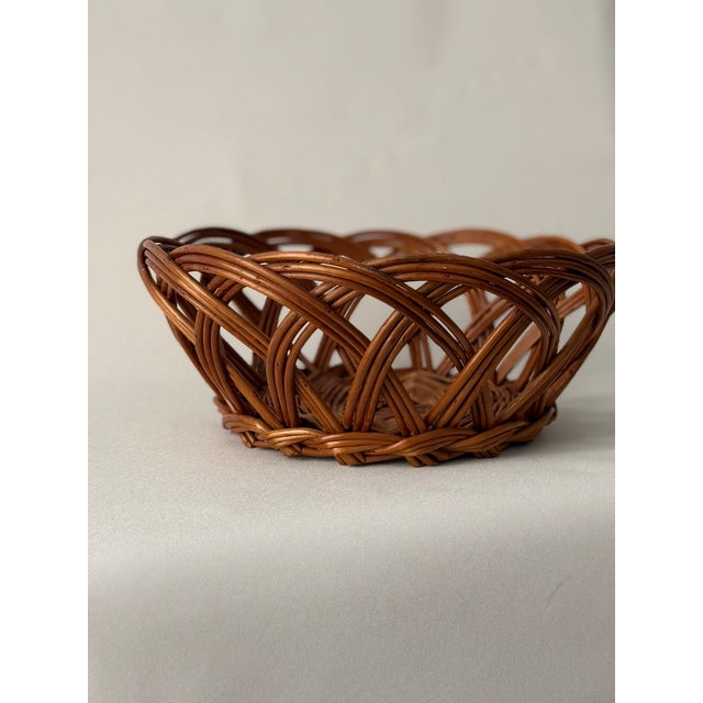 Vintage Sculptural Rattan Basket | Open Weave For Sale - Image 4 of 7
