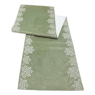 Sage Snowflake Table Runner 72"L For Sale