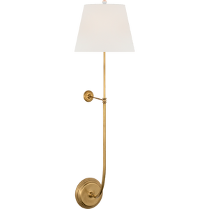Suzanne Kasler for Visual Comfort Signature Wyatt 39" Statement Sconce in Hand-Rubbed Antique Brass with Linen Shade