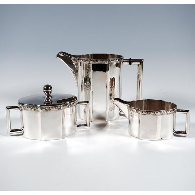 Art Nouveau Silver Coffee and Tea Set by Ludwig Politzer, 1890s, Set of 6 For Sale - Image 6 of 11