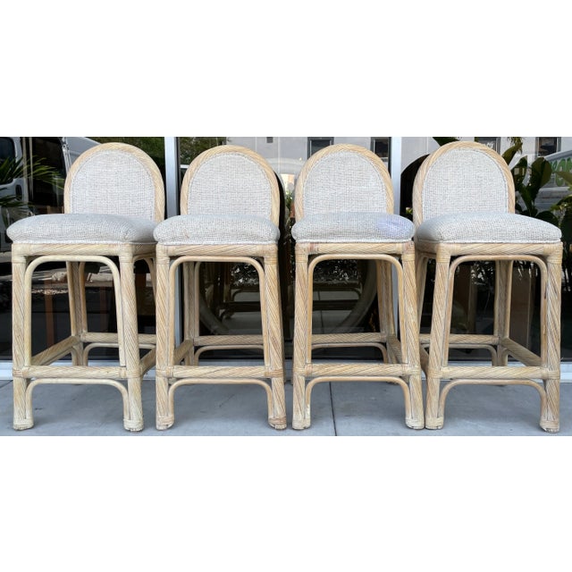 Pencil Reed Art Deco Style Bar Stools From 80's/Set of 4 For Sale - Image 13 of 13