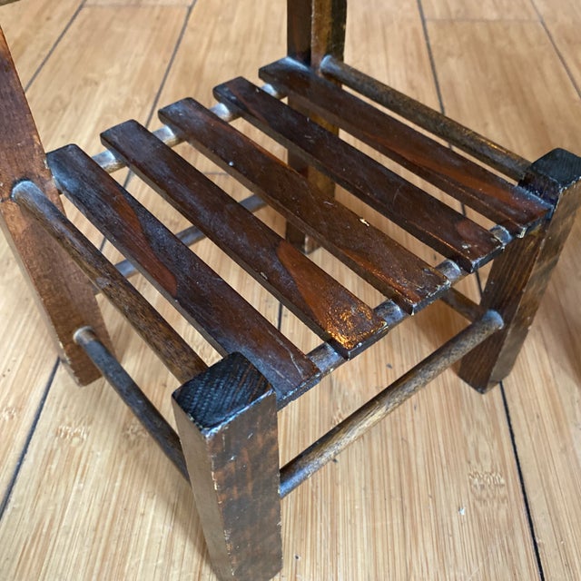 Adorable set of planter chairs. Cute addition to any space and could also double as doll furniture.