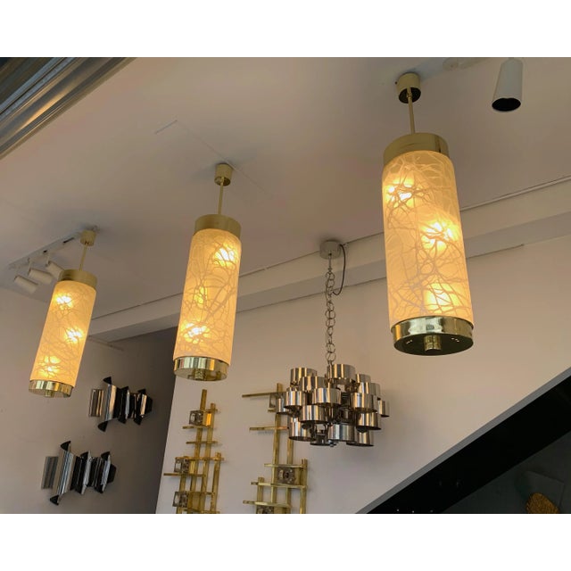 Limited edition of 4 large ceiling pendants lightning lanterns or chandelier, model "Boccione" by the manufacture Esperia,...