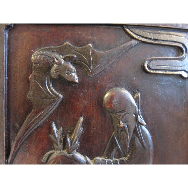 Wood 19th Century Carved Wooden Table Screen Story Board For Sale - Image 7 of 12