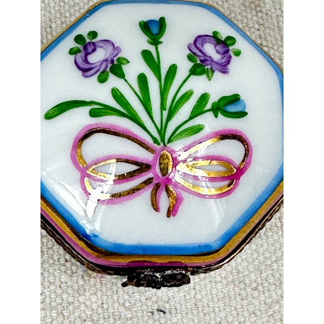 1980s Vintage Octagonal Limoges Box For Sale - Image 5 of 9