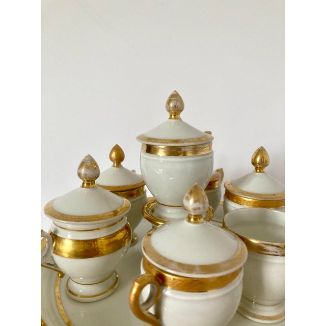1900 - 1909 French Vintage Set of Porcelain Cream Pots- 13 Pieces For Sale - Image 5 of 8